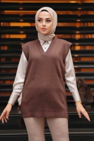 Brown Hijab Knitwear Sweater 25321KH - Thumbnail