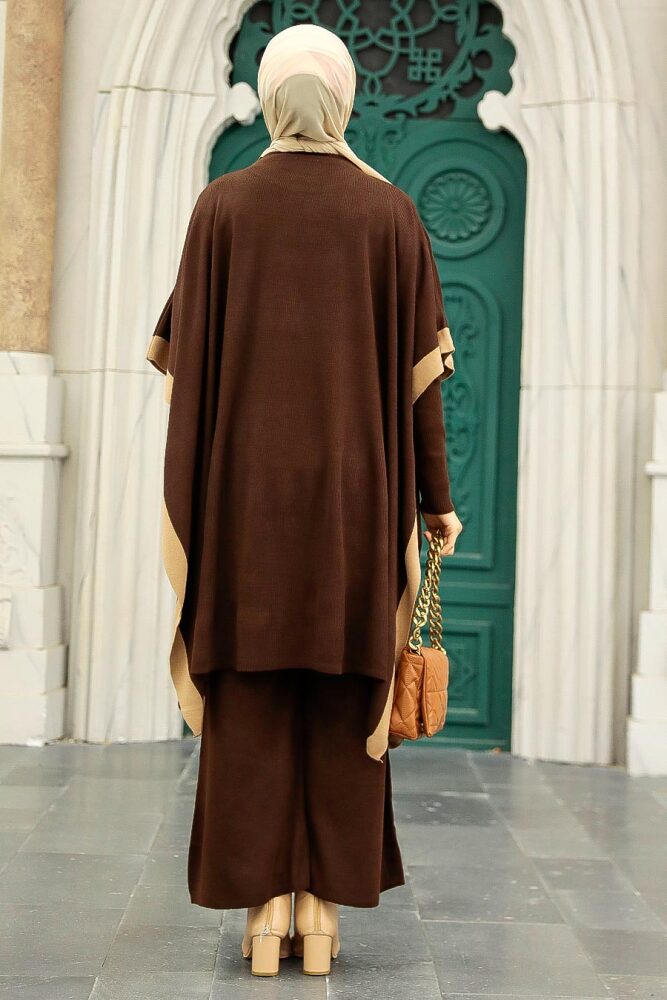 Brown Hijab Knitwear Triple Suit 33850KH - 6