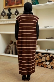 Brown Hijab Knitwear Vest 3396KH - Thumbnail