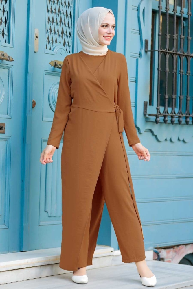 Brown Hijab Overalls 91080KH - 1