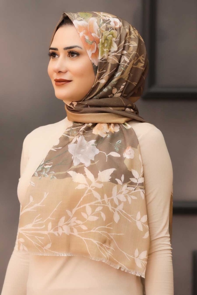 Brown Hijab Shawl 7565KH - 1