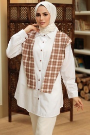 Brown Hijab Tunic 1107KH - Thumbnail