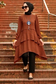 Brown Hijab Tunic 2420KH - Thumbnail