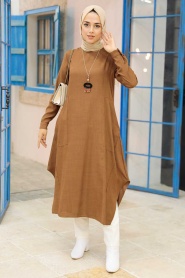 Brown Hijab Tunic 24497KH - Thumbnail