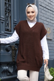 Brown Hijab Sweater 4786KH - Thumbnail