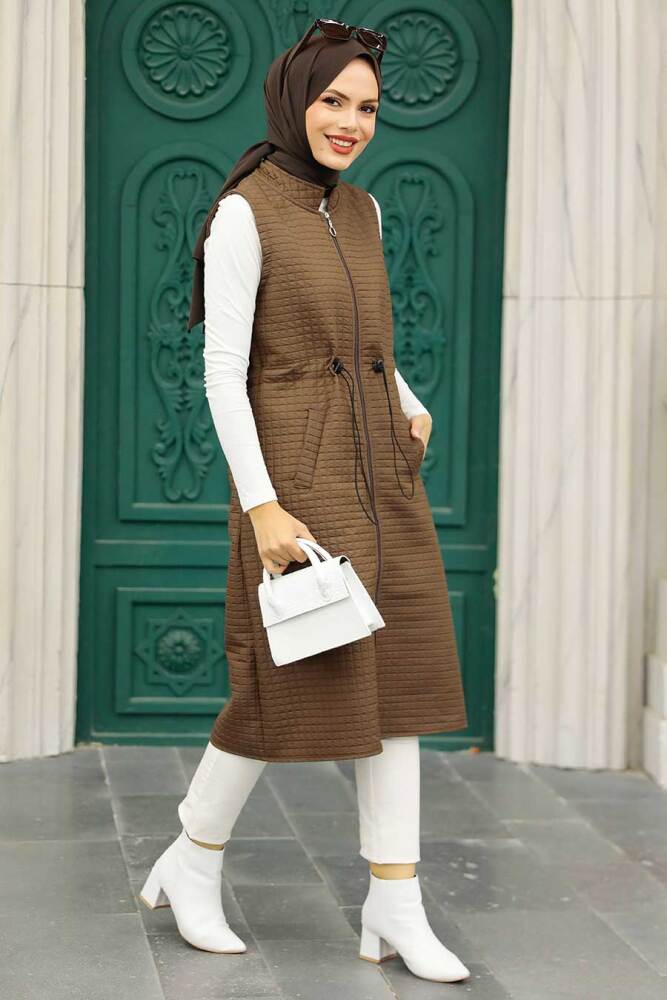 Brown Hijab Vest 35743KH - 2