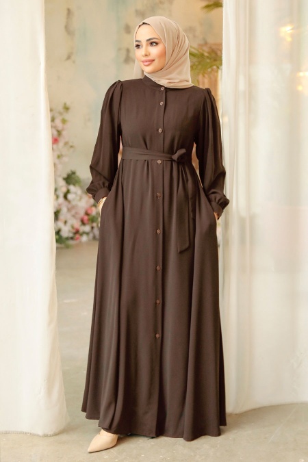 Brown Modest Abaya 45277KH - 1
