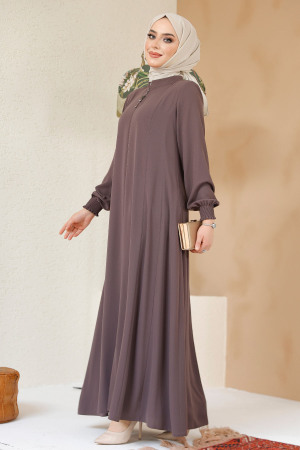 Brown Modest Abaya 45294KH - 4