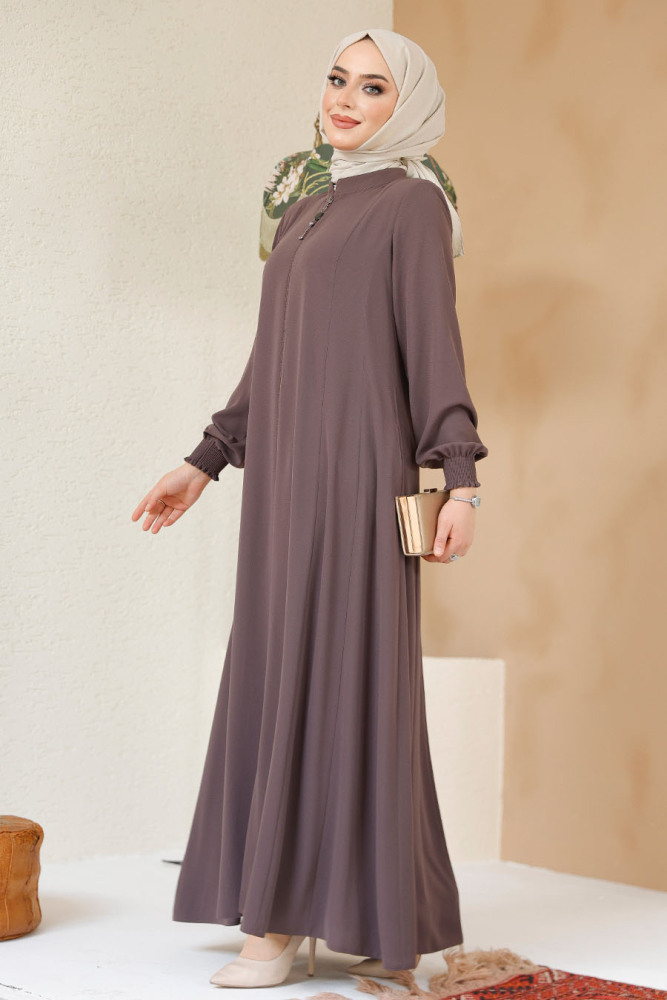 Brown Modest Abaya 45294KH - 4