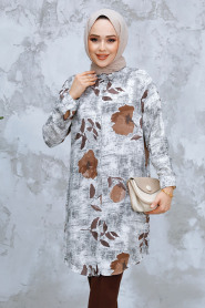 Brown Modest Top 11723KH - 1