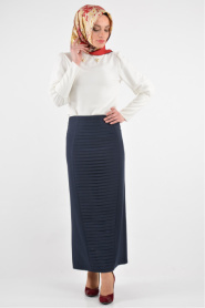 Burcum - Navy Blue Hijab Skirt 3502L - Thumbnail