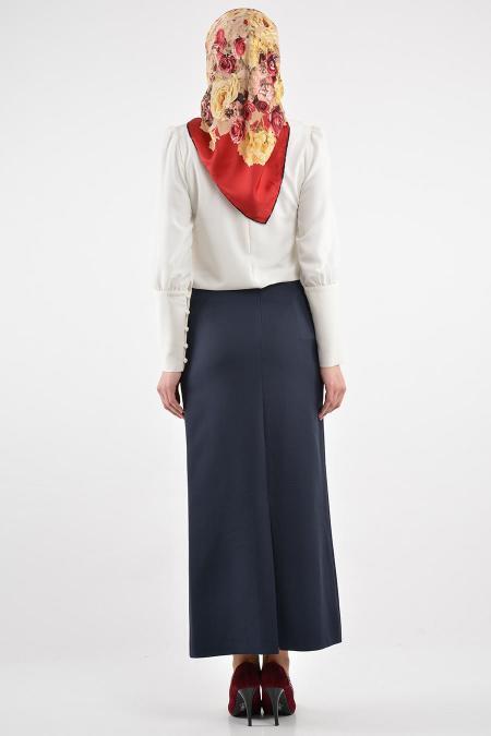 Burcum - Navy Blue Hijab Skirt 3502L - 3