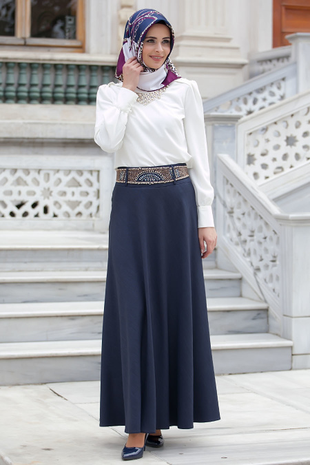 Burcum - Navy Blue Hijab Skirt 3546L