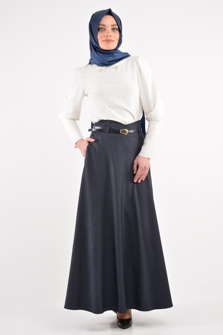 Burcum - Navy Blue Hijab Skirt 3547L