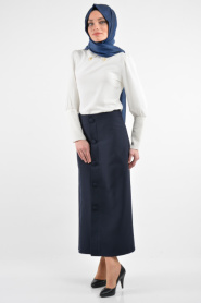 Burcum - Navy Blue Hijab Skirt 3550L - Thumbnail