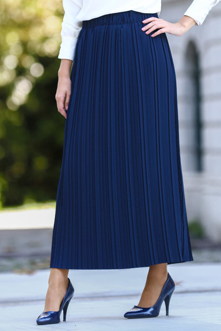 Burcum - Navy Blue Hijab Skirt 3575L