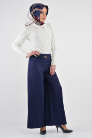 Burcum - Navy Blue Hijab Trousers 3200L - Thumbnail