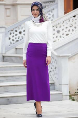 Burcum - Purple Hijab Skirt 3408MOR - 1