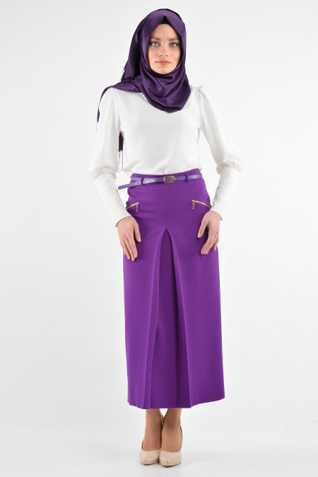 Burcum - Purple Hijab Skirt 3544MOR
