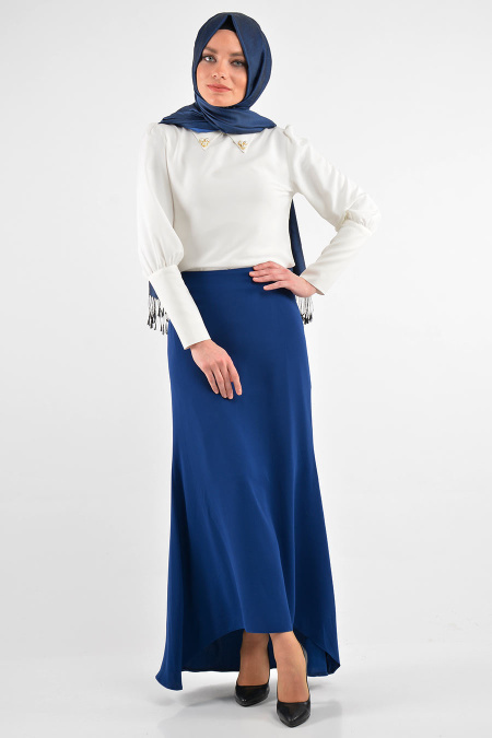 Burcum - Sax Blue Hijab Skirt 3528SX