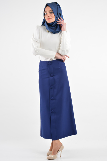 Burcum - Sax Blue Hijab Skirt 3550SX