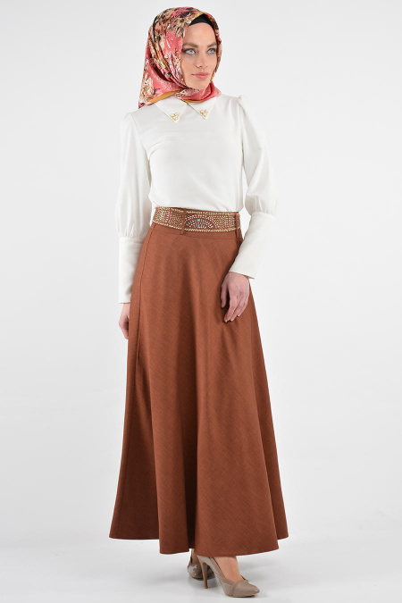 Burcum - Yellowish Brown Hijab Skirt 3546TB
