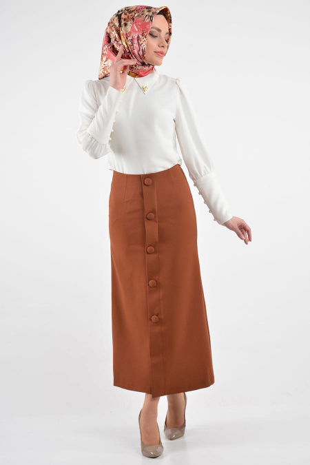 Burcum - Yellowish Brown Hijab Skirt 3550TB