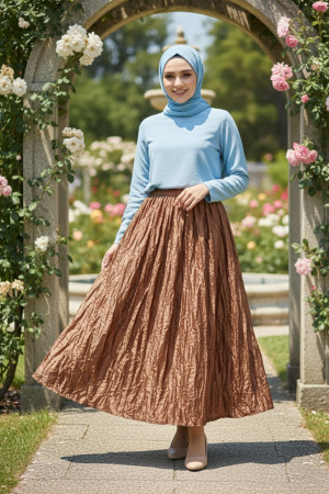 Buruşuk Taba Tesettür Etek 9227TB 