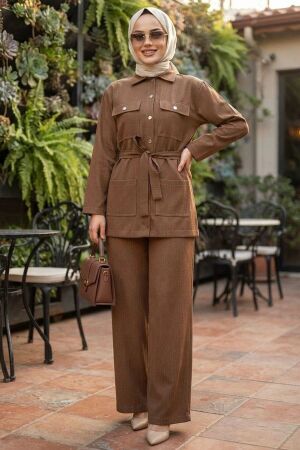 Buttoned Camel Modest Two-Piece Set 62961C - 1