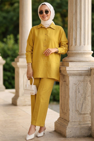 Buttoned Hardal Modest Two-Piece Set 67751HR 
