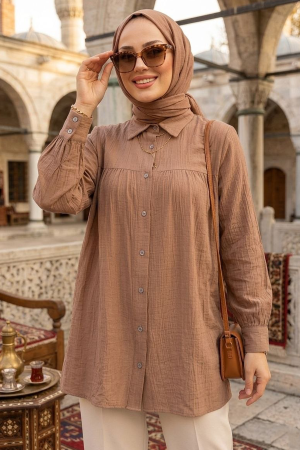 Buttoned Mink Modest Tunic 10682V - 2