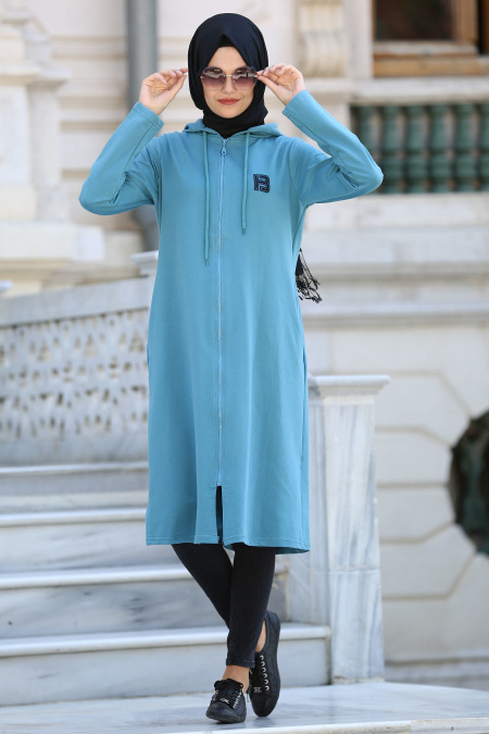 Bwest - Almond Green Hijab Coat BWT-1480CY