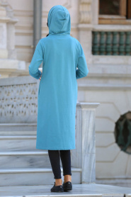 Bwest - Almond Green Hijab Coat BWT-1480CY - Thumbnail
