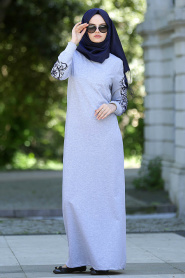 Bwest - Grey Hijab Dress 1043GR - Thumbnail