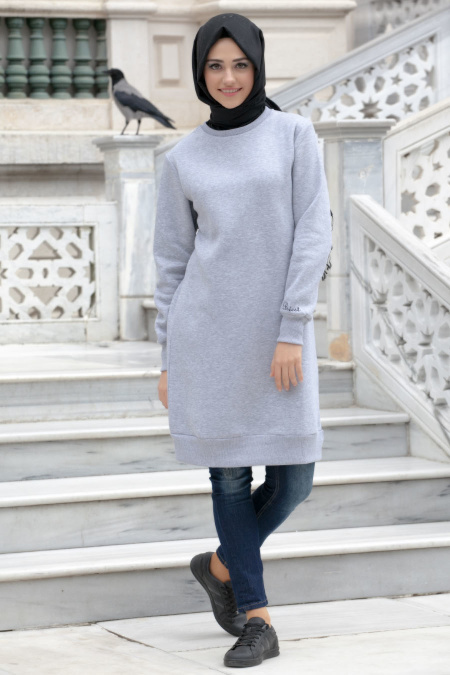 Bwest - Grey Hijab Sweatshirt 1224GR