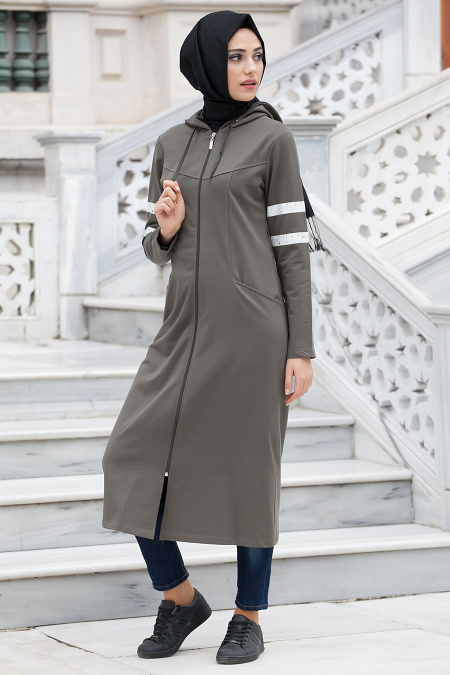 Bwest - Khaki Hijab Coat 1126HK