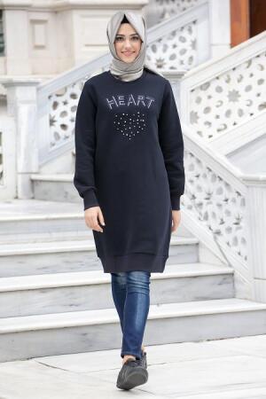 Bwest - Navy Blue Hijab Sweatshirt 1214L - 1