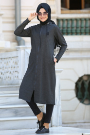 Bwest - Plum Color Hijab Coat BWT-1480FU - Thumbnail