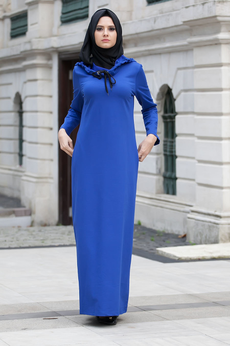 Bwest - Sax Blue Hijab Dress 1058SX