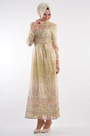 BY Kayalar - Yellow Hijab Dress 8418-02SR - Thumbnail