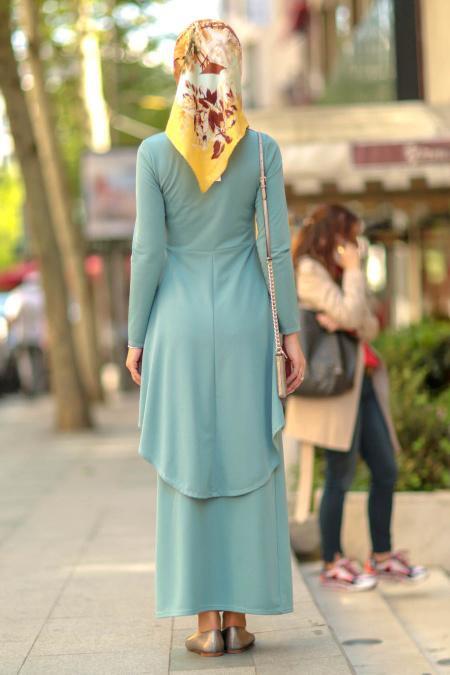 Çağla Yeşili Etek / Bluz Tesettür Takım 10280CY - 2