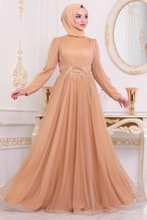 Camel Color Evening Dress 2157C - 1
