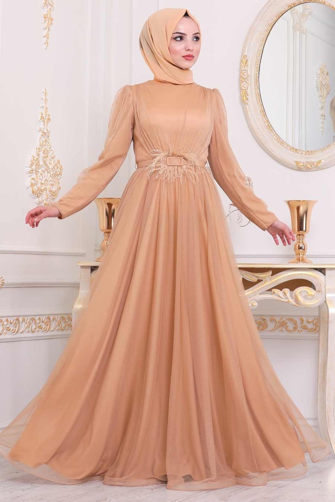 Camel Color Evening Dress 2157C - 1