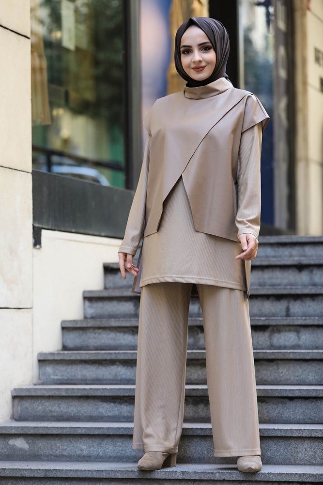 Camel Hijab Dual Suit Dress 13401C - 2