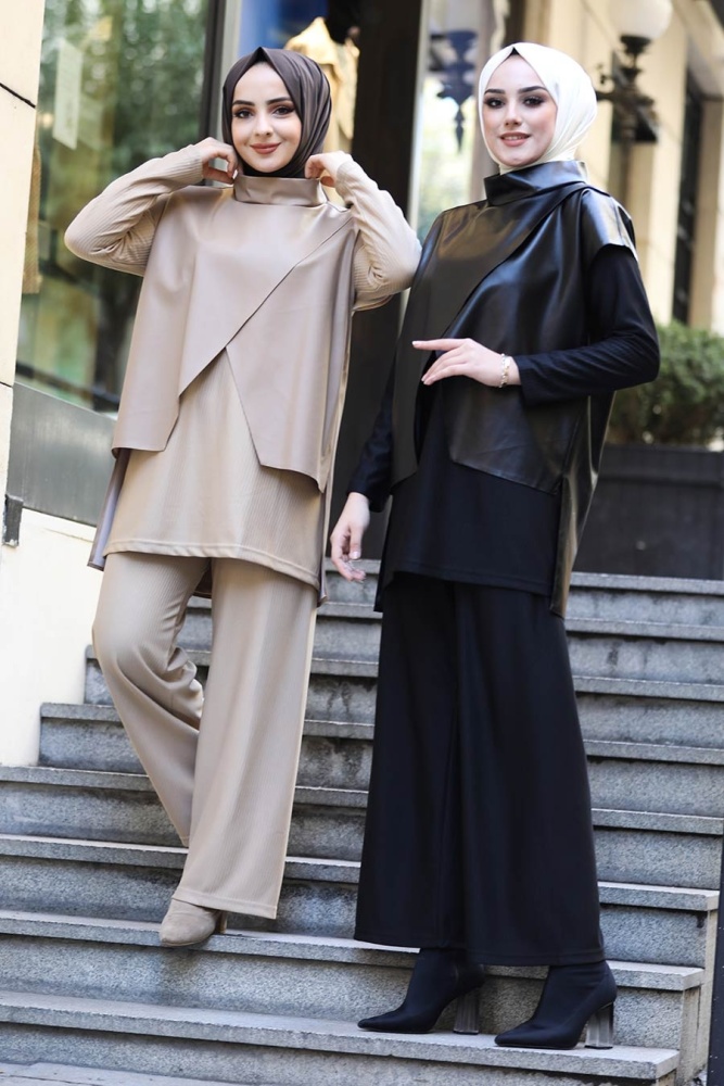 Camel Hijab Dual Suit Dress 13401C - 5