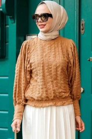 Camel Hijab Blouse 24271C - Thumbnail