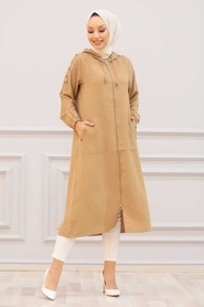 Camel Hijab Coat 14650C - Thumbnail