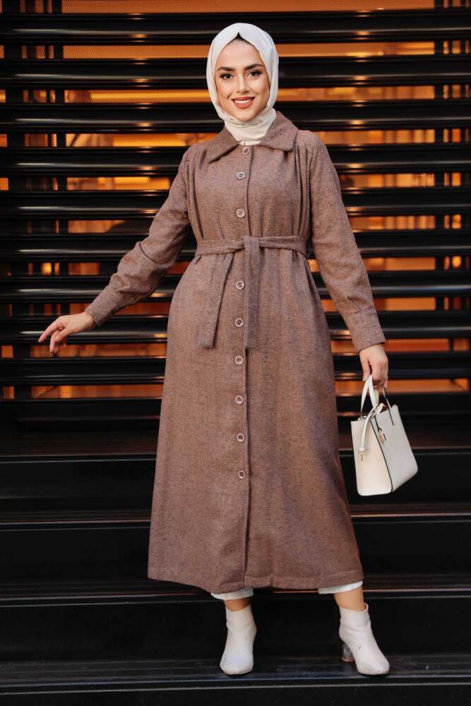 Camel Hijab Coat Stamp 4554C - 1