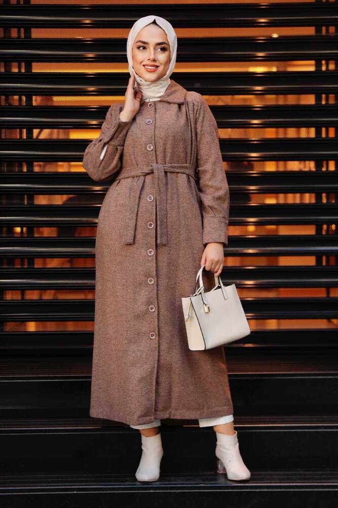 Camel Hijab Coat Stamp 4554C - 2