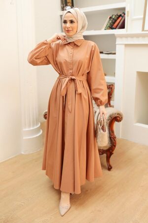 Camel Hijab Dress 50091C - 2